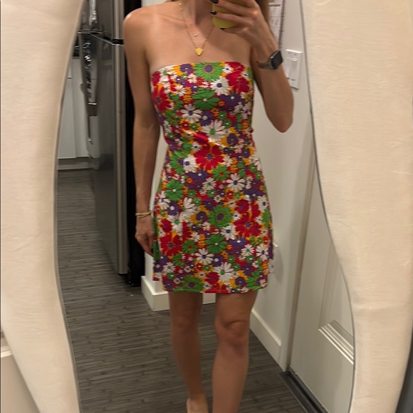 Peppermayo Floral Strapless Dress mini back zipper new with tags - Picture 5 of 6